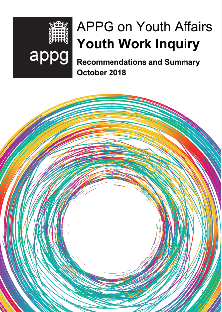 Front cover of the APPG on Youth Affairs Youth Work Inquiry.